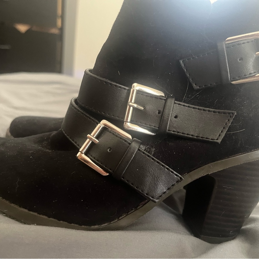 Mossimo Supply Co. Black Heeled Boots with Buckles